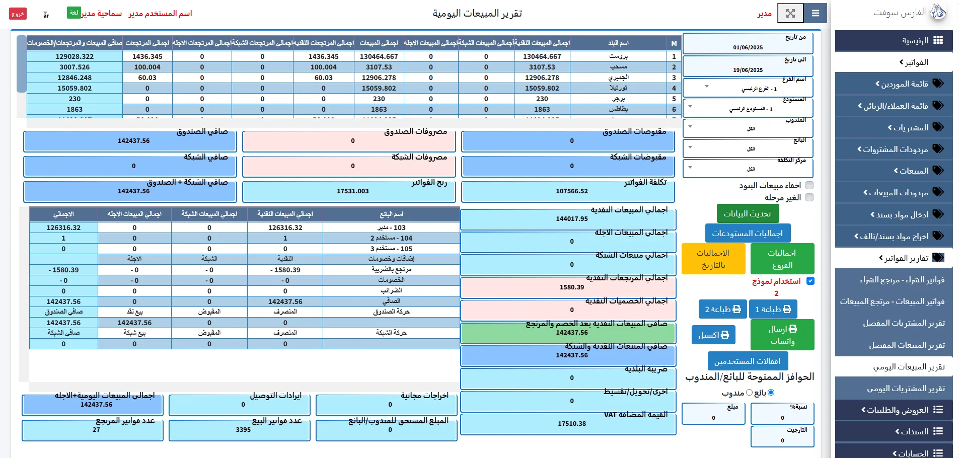 تقرير المبيعات